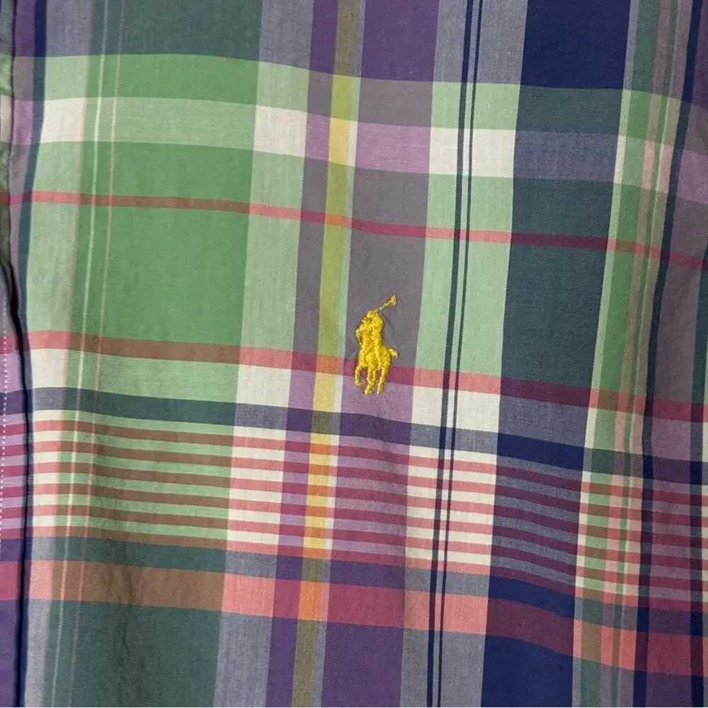 Ralph Lauren Men’s Shirt Button Down Long Sleeve Pastel Spring Plaid Size L
